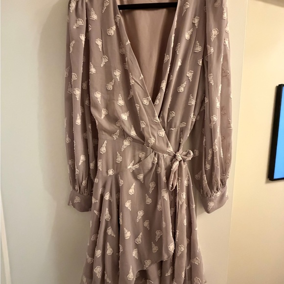 Astr Dresses & Skirts - Mauve Floral Wrap Dress with Long Sleeves